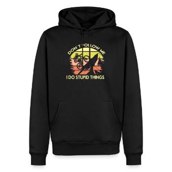 Ne me suivez pas, je fais des choses stupides - Sweat à capuche Premium bio Homme - noir - Devant - Nico (187cm)