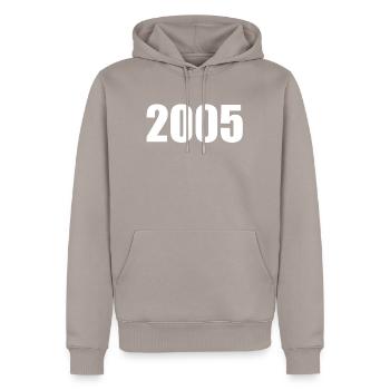 2005 - Männer Premium Bio Hoodie - Taupe - Vorne - Nico (187cm)