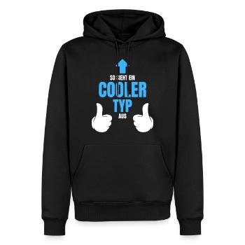 So sieht ein cooler Typ aus - Männer Premium Bio Hoodie - Schwarz - Vorne - Nico (187cm)