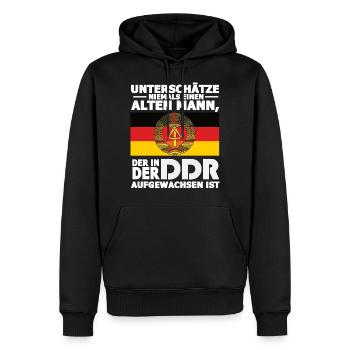 Ossi DDR Spruch für den deutschen Opa und Uropa - Männer Premium Bio Hoodie - Schwarz - Vorne - Nico (187cm)