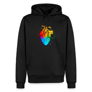 LGBT Rainbow Heart - Männer Premium Bio Hoodie - Schwarz - Vorne - Nico (187cm)