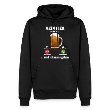 Mein Bier ruft an Bier Bierliebhaber Bier Geschenk - Männer Premium Bio Hoodie - Schwarz - Vorne - Nico (187cm)