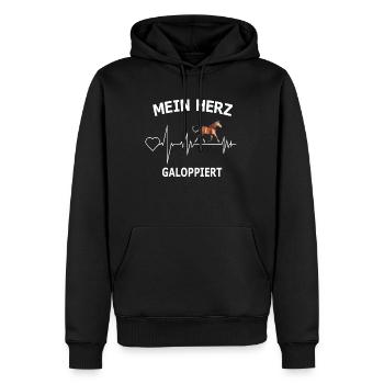 Pferd Reiten Herzschlag EKG Mädchen Pferde - Männer Premium Bio Hoodie - Schwarz - Vorne - Nico (187cm)