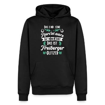 Freiberger Glitzer Pferd Spruch Geschenk - Männer Premium Bio Hoodie - Schwarz - Vorne - Nico (187cm)