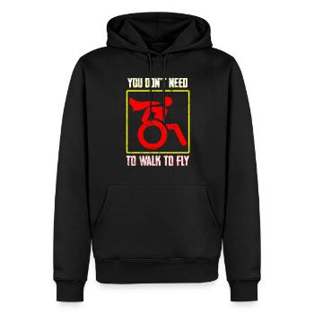 Cadeau handicap handicap humour en fauteuil roulant - Sweat à capuche Premium bio Homme - noir - Devant - Nico (187cm)
