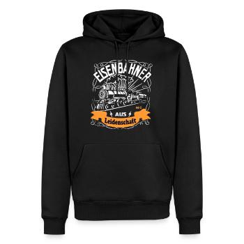 Eisenbahner aus Leidenschaft Eisenbahn Geschenk - Männer Premium Bio Hoodie - Schwarz - Vorne - Nico (187cm)