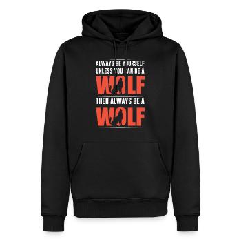 Loup - Sweat à capuche Premium bio Homme - noir - Devant - Nico (187cm)