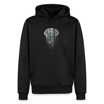 Qualle - Männer Premium Bio Hoodie - Schwarz - Vorne - Nico (187cm)