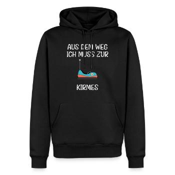 Aus dem Weg ich muss zur Kirmes - Männer Premium Bio Hoodie - Schwarz - Vorne - Nico (187cm)