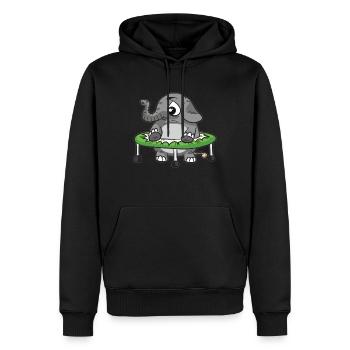 Dicker Elefant im Trampolin - Männer Premium Bio Hoodie - Schwarz - Vorne - Nico (187cm)