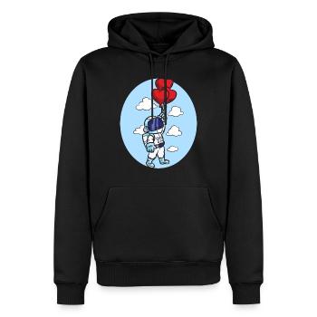 ASTRONAUT HEART BALLON - Männer Premium Bio Hoodie - Schwarz - Vorne - Nico (187cm)