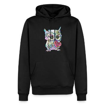 hibou - Sweat à capuche Premium bio Homme - noir - Devant - Nico (187cm)
