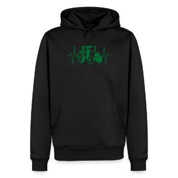 Traktor Trekker EKG Herzschlag Linie Geschenkidee - Männer Premium Bio Hoodie - Schwarz - Vorne - Nico (187cm)
