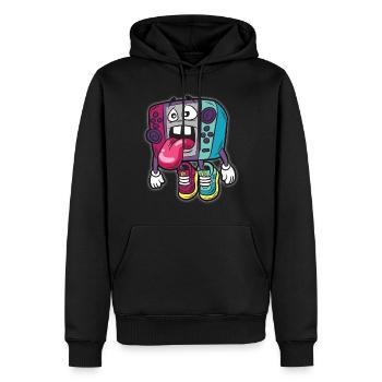 Gamer humor Funny cartoon comic controller - Men’s Premium Organic Hoodie - black - Front - Nico (187cm)