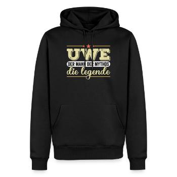 Lustiger Uwe Vornamen Spruch Geschenkidee - Männer Premium Bio Hoodie - Schwarz - Vorne - Nico (187cm)