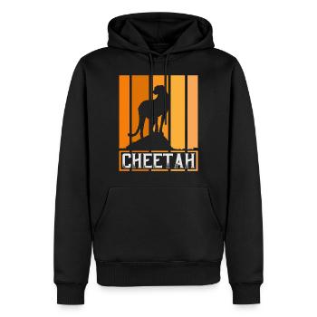 Retro Gepard - Männer Premium Bio Hoodie - Schwarz - Vorne - Nico (187cm)