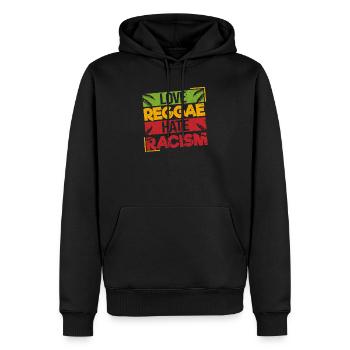 Love Reggae Hate Racism Stolzes Ragga Geschenk - Männer Premium Bio Hoodie - Schwarz - Vorne - Nico (187cm)