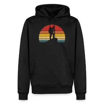 Vintage Retro Hiking - Männer Premium Bio Hoodie - Schwarz - Vorne - Nico (187cm)
