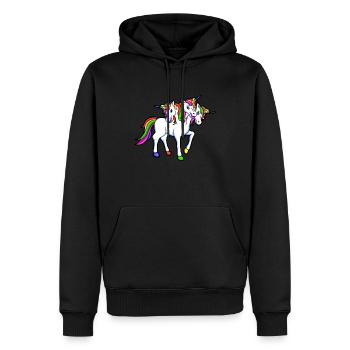 DREIHORN - UNICORN WITH 3 HEADS - Men’s Premium Organic Hoodie - black - Front - Nico (187cm)