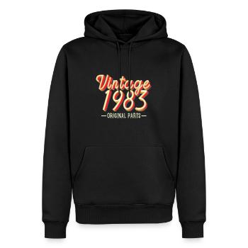 Vintage 1983 - Sweat à capuche Premium bio Homme - noir - Devant - Nico (187cm)