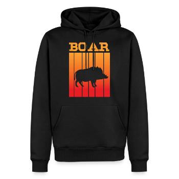 Wildschwein -Schattenspiel im Sonnenuntergang - Männer Premium Bio Hoodie - Schwarz - Vorne - Nico (187cm)