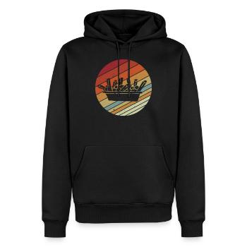 Retro Vinatge Style Food Lover Poutine - Men’s Premium Organic Hoodie - black - Front - Nico (187cm)