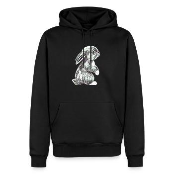 Hase - Männer Premium Bio Hoodie - Schwarz - Vorne - Nico (187cm)