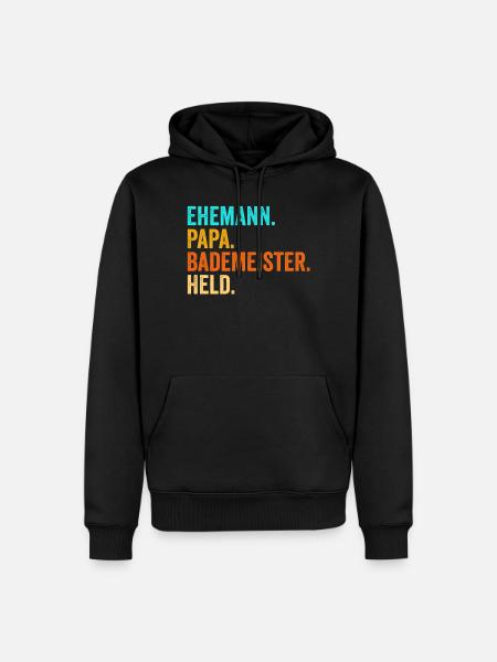 Bademeister Papa Held Schwimmen Rettungsschwimmer - Männer Premium Bio Hoodie - Schwarz