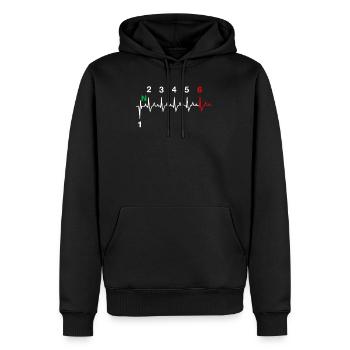 Moto ECG pouls Comprendre le Pas 1N2345 - Sweat à capuche Premium bio Homme - noir - Devant - Nico (187cm)