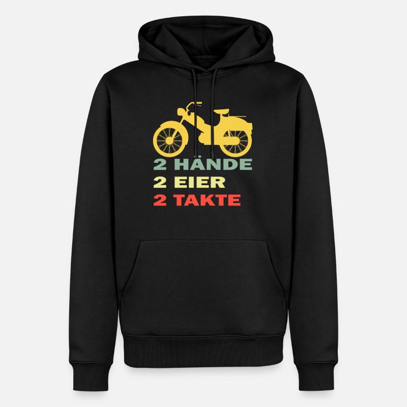 lustiges Mofa Moped 2 Hände 2 Eier Zwei Takte - Männer Premium Bio Hoodie - Schwarz