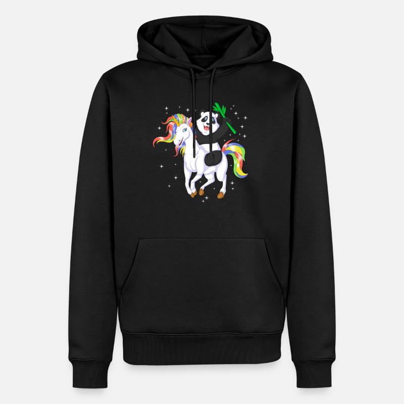 PANDA REITEN EINHORN - Männer Premium Bio Hoodie - Schwarz