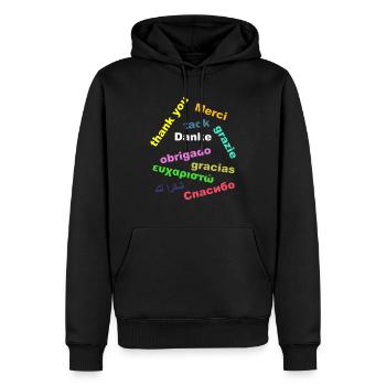 Danke - Männer Premium Bio Hoodie - Schwarz - Vorne - Nico (187cm)