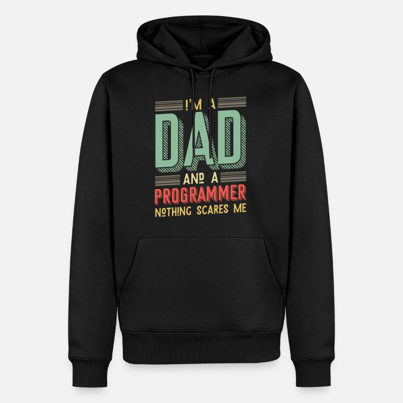 Je suis papa et programmeur - Sweat à capuche Premium bio Homme - noir