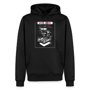 Vinyl Junkie Retro Vintage Turntable Gift - Men’s Premium Organic Hoodie - black - Front - Nico (187cm)