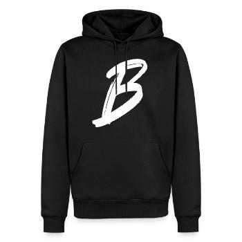 B - Men’s Premium Organic Hoodie - black - Front - Nico (187cm)