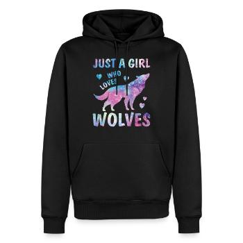 Fille qui aime les loups aquarelle amant mignon étoilé - Sweat à capuche Premium bio Homme - noir - Devant - Nico (187cm)