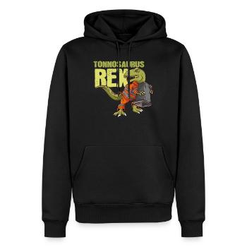Tonnosaurus Rex Funny garbage man garbage collection - Men’s Premium Organic Hoodie - black - Front - Nico (187cm)