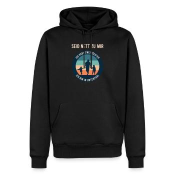 Papa avec deux filles surpassé en nombre le cadeau du père - Sweat à capuche Premium bio Homme - noir - Devant - Nico (187cm)