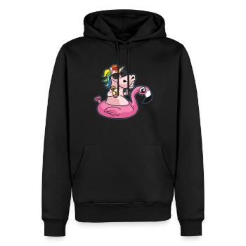 POOL PARTY Einhorn Flamingo - Männer Premium Bio Hoodie - Schwarz - Vorne - Nico (187cm)