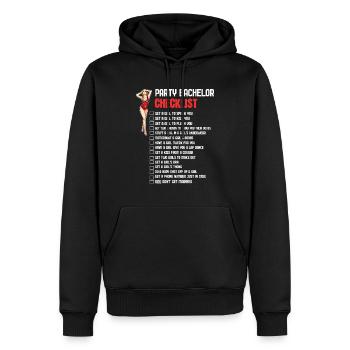 Bachelor Party Checklist - Männer Premium Bio Hoodie - Schwarz - Vorne - Nico (187cm)