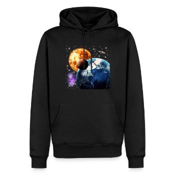 universo - Felpa con cappuccio ecologica premium da uomo - nero - Fronte - Nico (187cm)