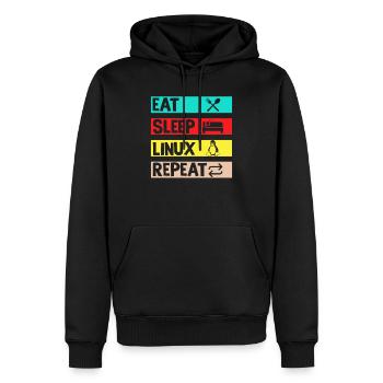 Eat Sleep Linux Repeat - Männer Premium Bio Hoodie - Schwarz - Vorne - Nico (187cm)