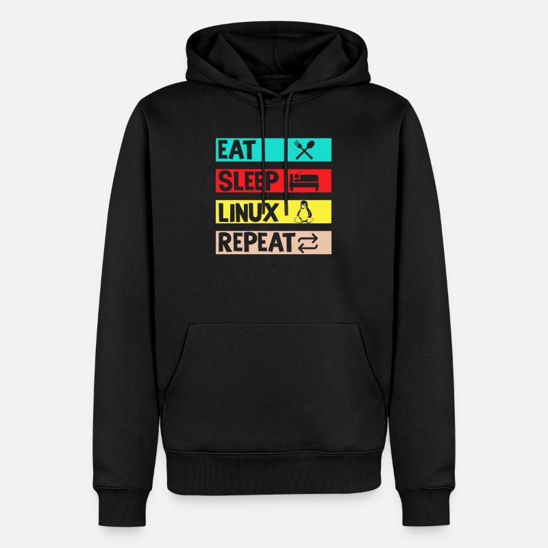 Eat Sleep Linux Repeat - Men’s Premium Organic Hoodie - black