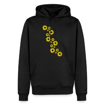 gelbe Sonnenblumen, Sonnenblume, Blumen, Blüten - Männer Premium Bio Hoodie - Schwarz - Vorne - Nico (187cm)