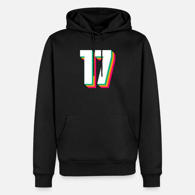 17 - Sweat à capuche Premium bio Homme - noir