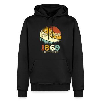 Vintage 1969 Limited - Männer Premium Bio Hoodie - Schwarz - Vorne - Nico (187cm)