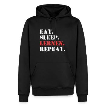 Eat Sleep Lernen Repeat Student witziges Geschenk - Männer Premium Bio Hoodie - Schwarz - Vorne - Nico (187cm)