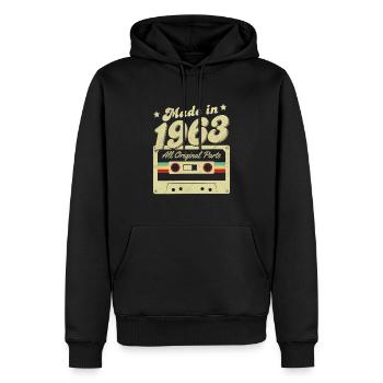 Fabriqué en 1963 - Sweat à capuche Premium bio Homme - noir - Devant - Nico (187cm)