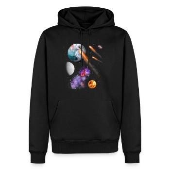 Universo - Felpa con cappuccio ecologica premium da uomo - nero - Fronte - Nico (187cm)