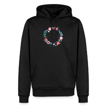 Blumen Blume Blumenkranz selbst gestalten - Männer Premium Bio Hoodie - Schwarz - Vorne - Nico (187cm)